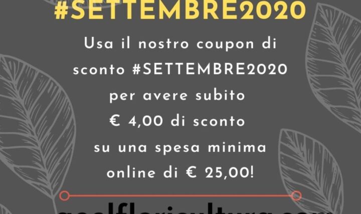 Approfitta ora del nostro coupon sconto #settembre2020!