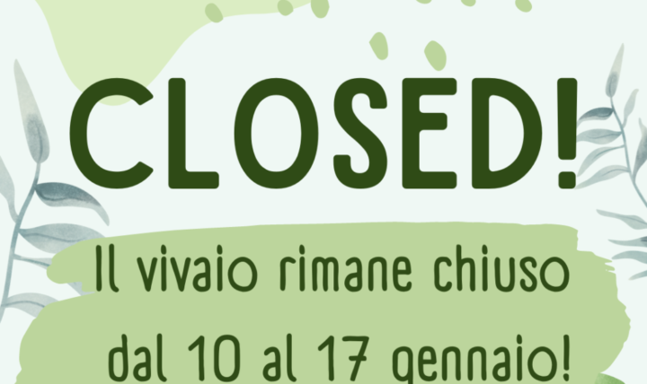 Closed: il vivaio rimane chiuso dal 10 al 17 gennaio!