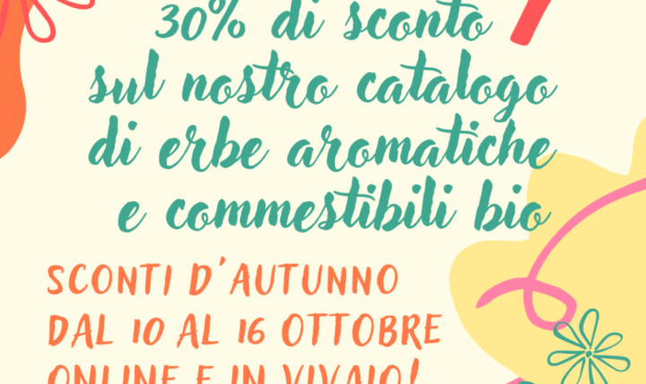 Sconti d’autunno: 30% su tutto il catalogo di erbe aromatiche e commestibili!